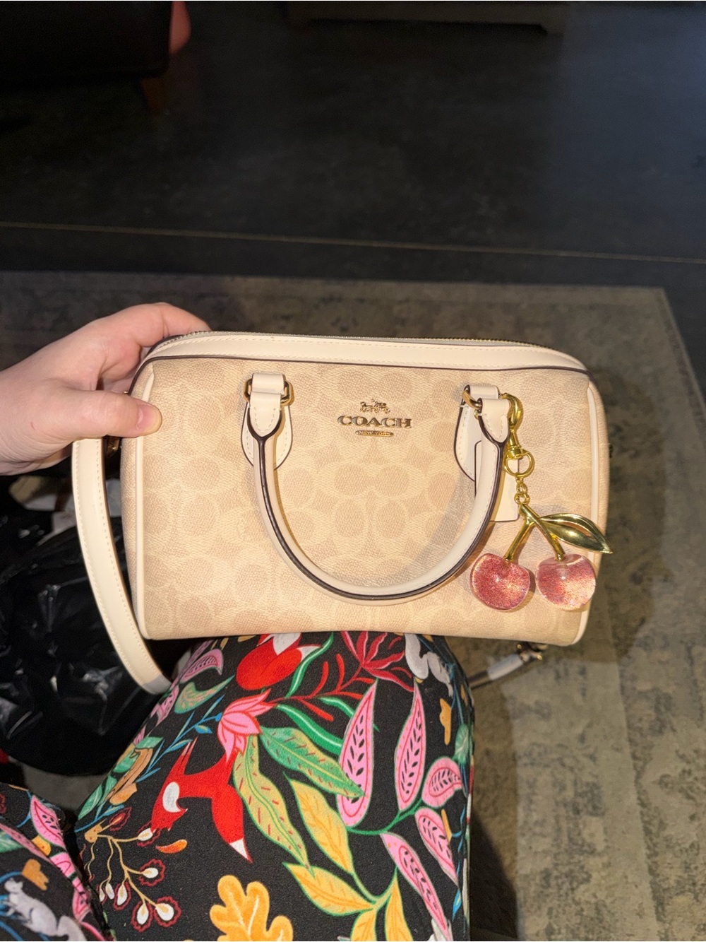 Coach Rowan Satchel with Cherry Charm